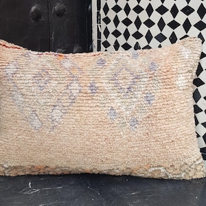 Oreiller berbère, taie d&#39;oreiller vintage tapis marocain, housses de coussin berbère vintage en laine, oreiller boujaad, coussin berbère