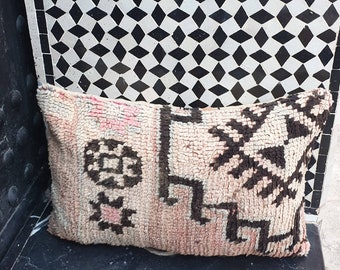 Housse de coussin tapis berbère vintage, coussin marocain en laine