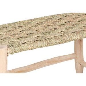 Banc en bois massif et tressage naturel image 3