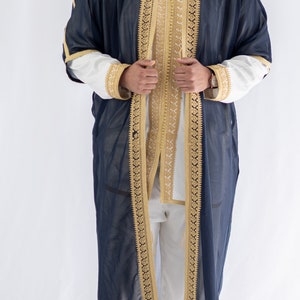 Luxury Moroccan Jabador for Men - Perfect for Weddings and Formal Events-3-Piece Groom Outfit