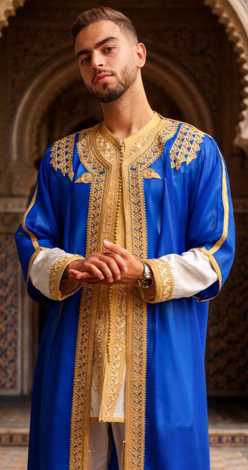 Handgefertigtes marokkanisches Jabador Set 3-teilig – Traditionelles Herren Hochzeits-, Eid Outfit Bild 6