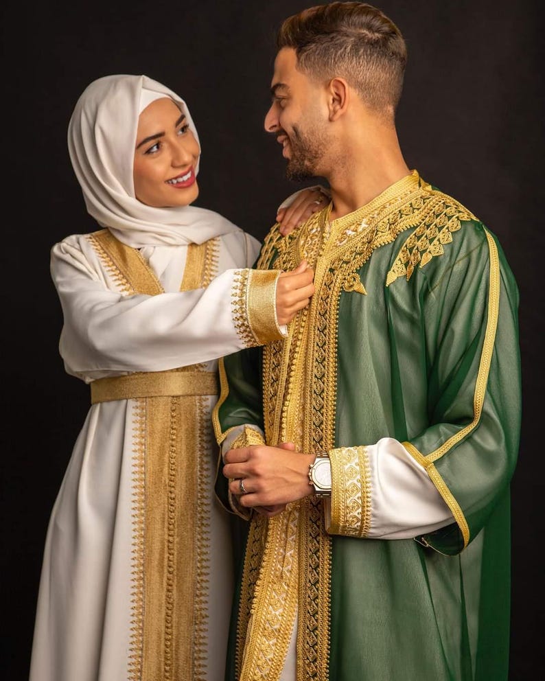 Completo Jabador marocchino a 3 pezzi – Abito tradizionale da uomo per matrimoni ed Eid – Mlifa, Chiffon immagine 6