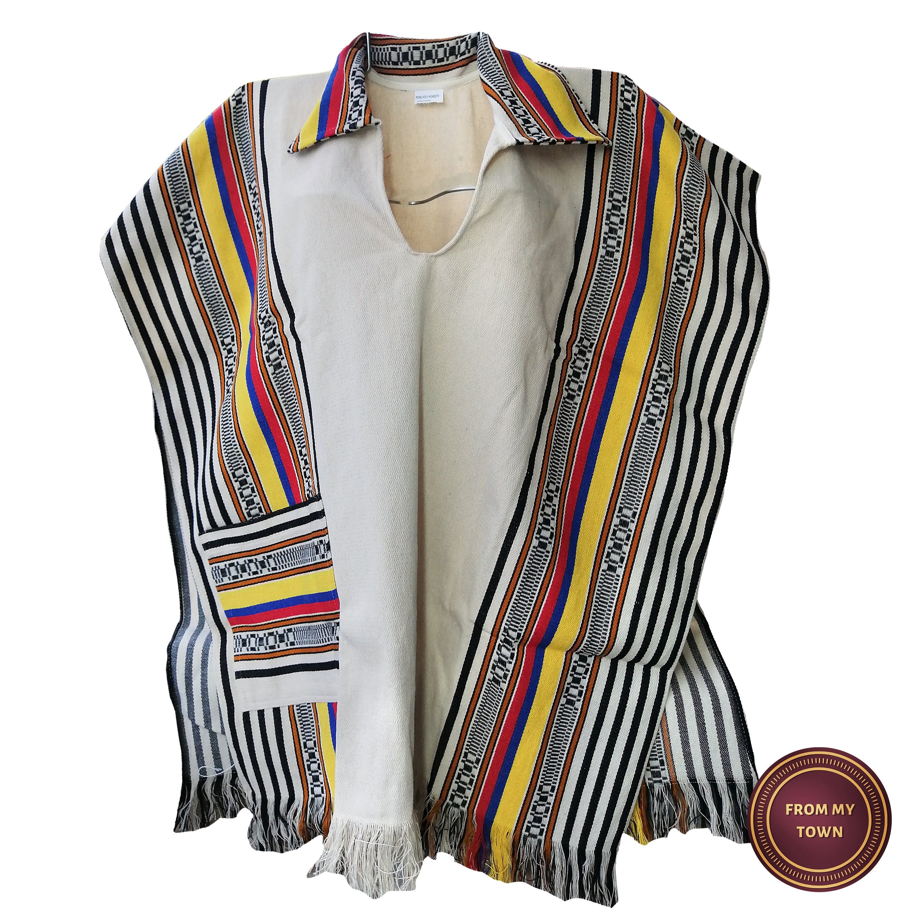 Auténtico Poncho Tejido a Mano De Medellín Colombia Unisex  