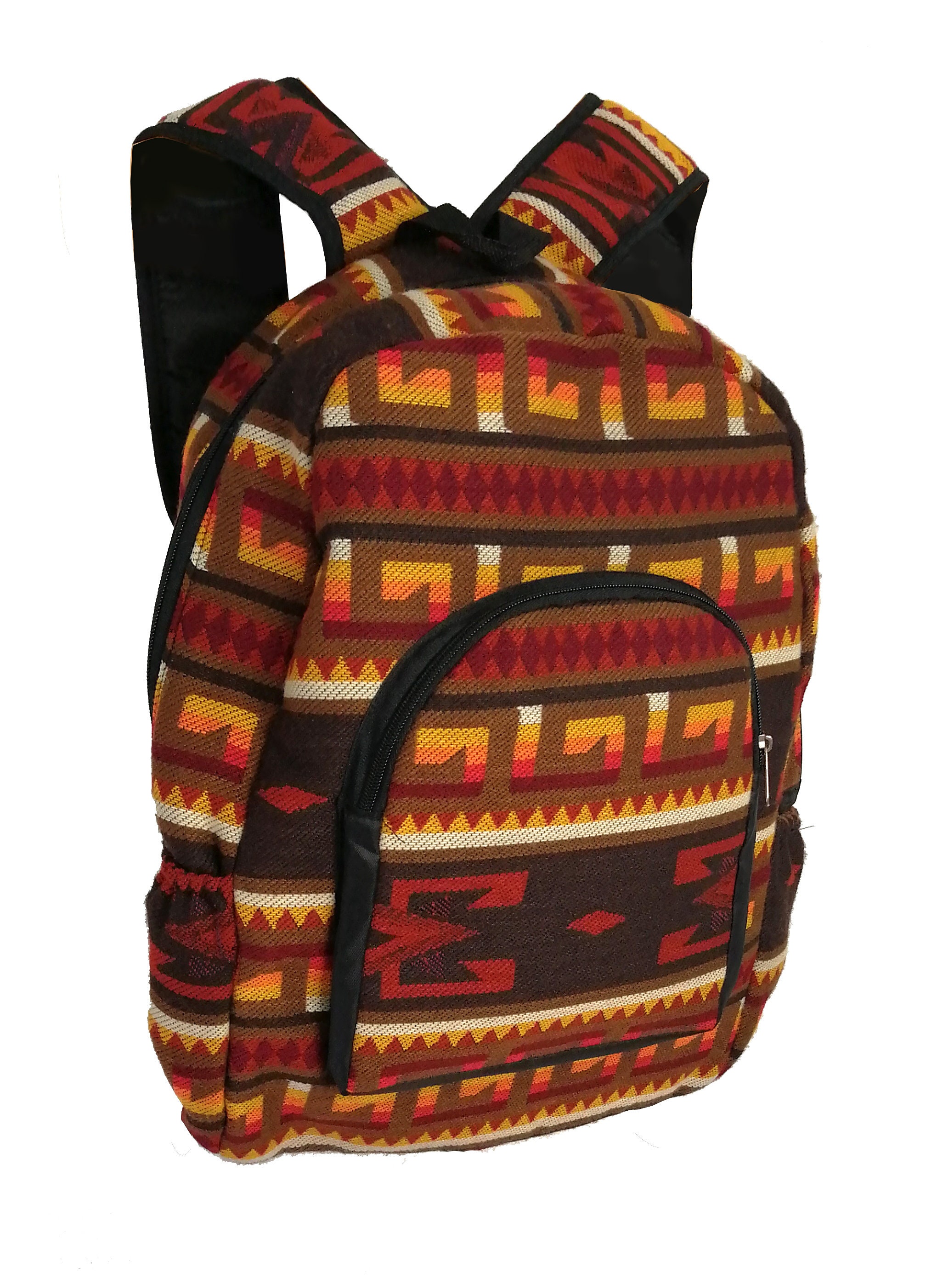 Handwoven Brown Backpack Aztec patterns Made In Ecuador by Etsy
