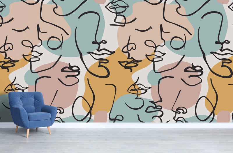 Papier Peint Poker Face Auto-Adhésif, Papier Textile, Contemporain Facile à Poser, Mural