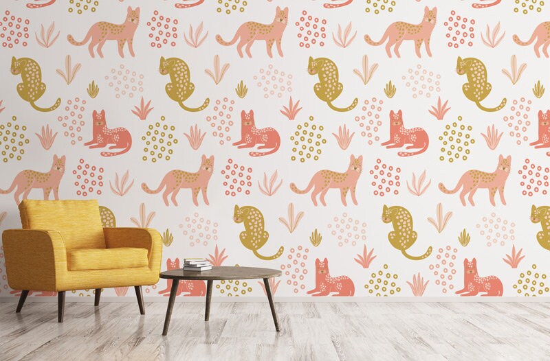 Papier Peint Yellow Red Pink Auto-Adhésif, Papier Textile, Enfant Facile à Poser, Murale