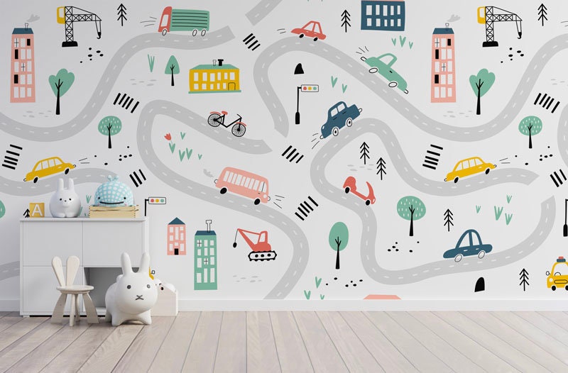 Papier Peint Vrouum Auto-Adhésif, Papier Textile, Enfant Facile à Poser, Mural