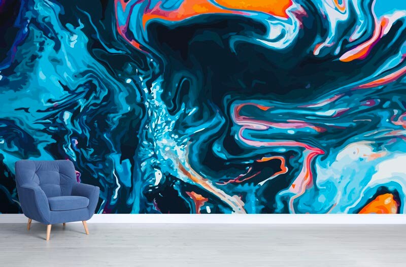 Papier Peint Cyclone Auto-Adhésif, Papier Textile, Fluide Art Facile à Poser, Mural