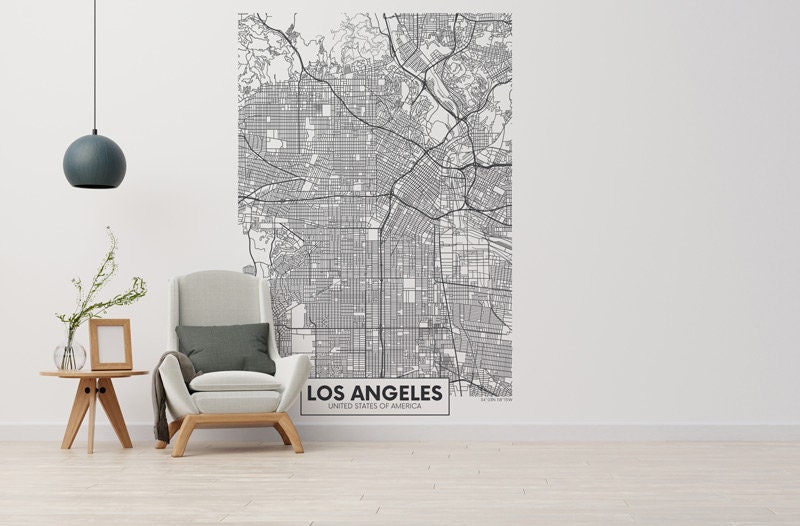 Papier Peint Los Angeles Street Auto-Adhésif, Papier Textile, Carte Facile à Poser, Mural