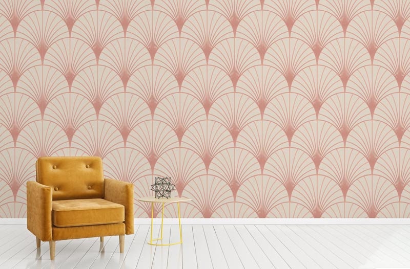 Papier Peint Textile Pastel Rose Gold Autocollant, Géométrie Arche Rose