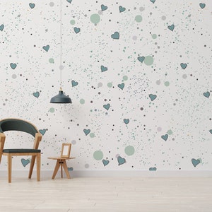 Papier peint intissé Green heart auto-adhésif, coeur vert