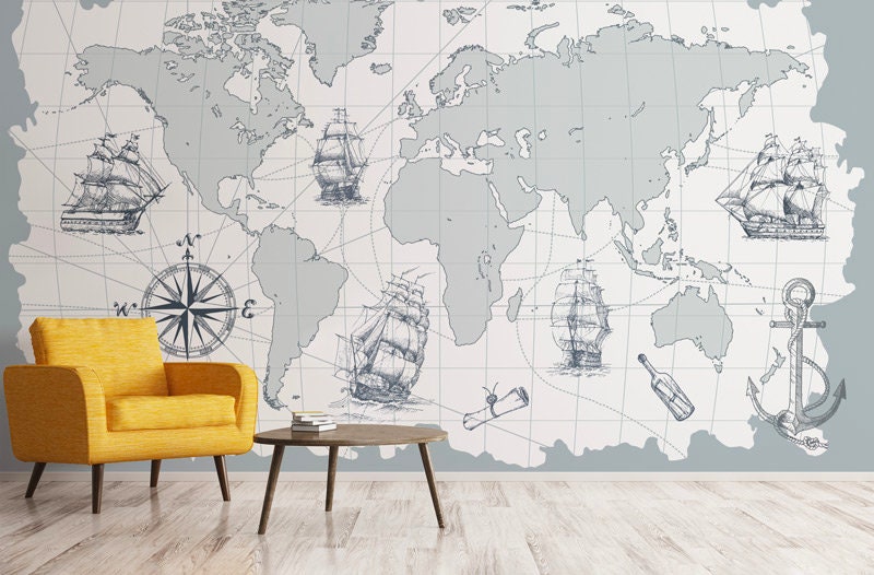 Papier Peint Blackbeard Auto-Adhésif, Papier Textile, Carte Facile à Poser, Mural