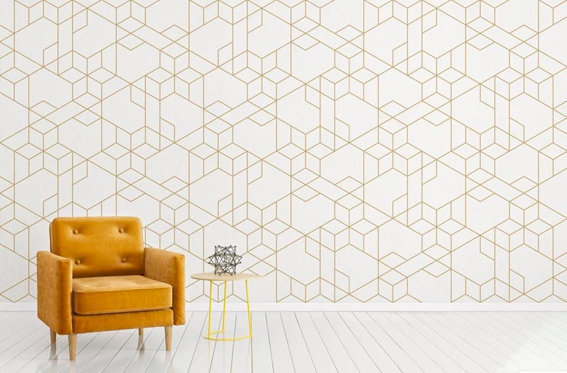 Papier Peint Subtilité Auto-Adhésif, Papier Textile, Géometrique Facile à Poser, Mural
