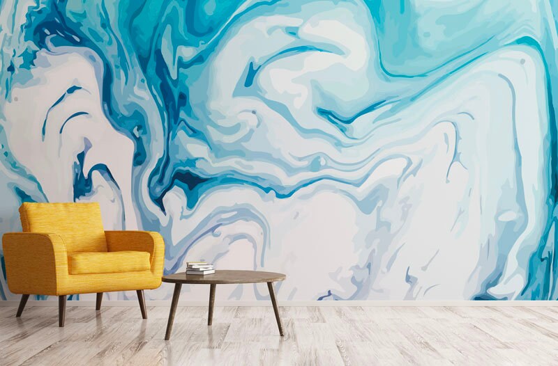 Papier Peint Peinture Auto-Adhésif, Papier Textile, Fluide Art Facile à Poser, Mural