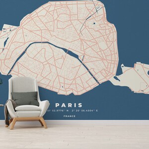 Papier peint textile Paris Bleu auto-adhésif