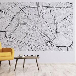Papier peint  Paris Map auto-adhésif, papier peint textile, papier peint carte facile à poser, mural
