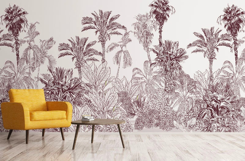 Papier Peint Textile Colonial Adhésif, Paysage Vintage