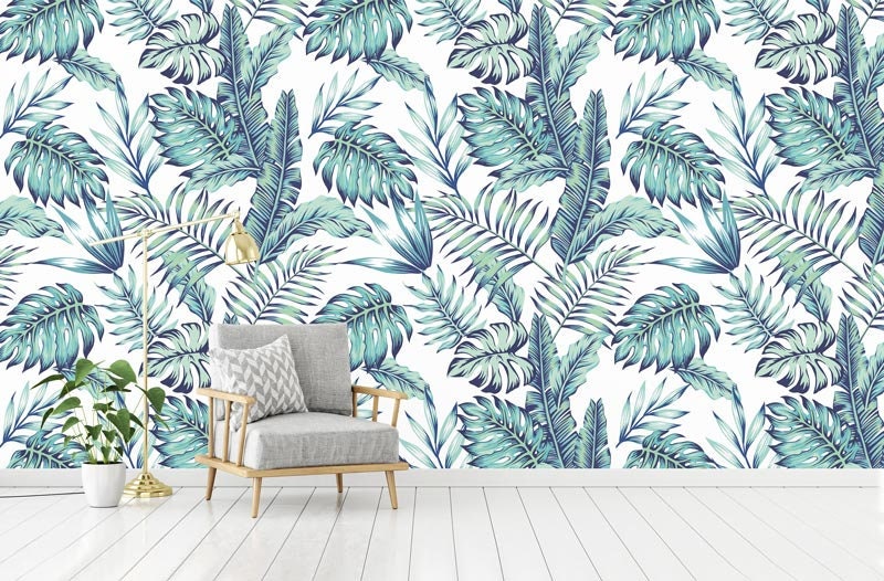 Papier Peint Fougère Auto-Adhésif, Papier Textile, Nature Facile à Poser, Murale, Peel & Stick Wallp