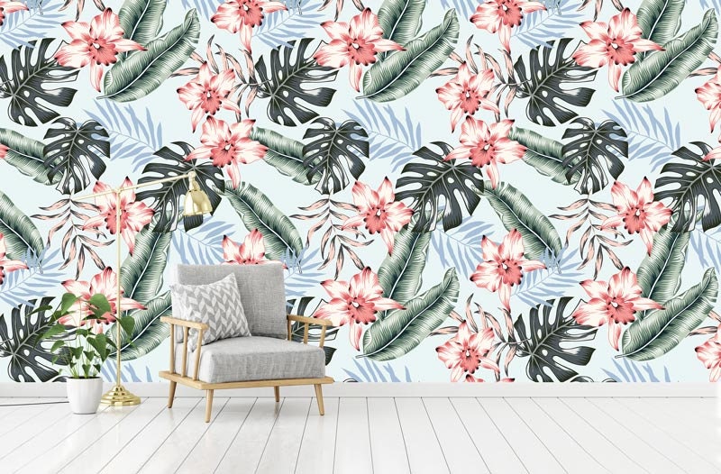 Papier Peint Tropical Auto-Adhésif, Papier Textile, Nature Facile à Poser, Mural