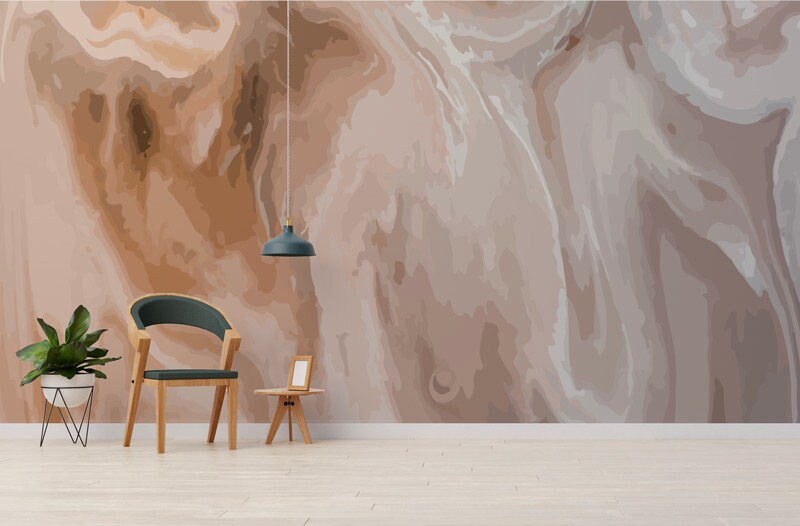 Papier Peint Béton Ciré Auto-Adhésif, Papier Textile, Fluide Art Facile à Poser, Mural