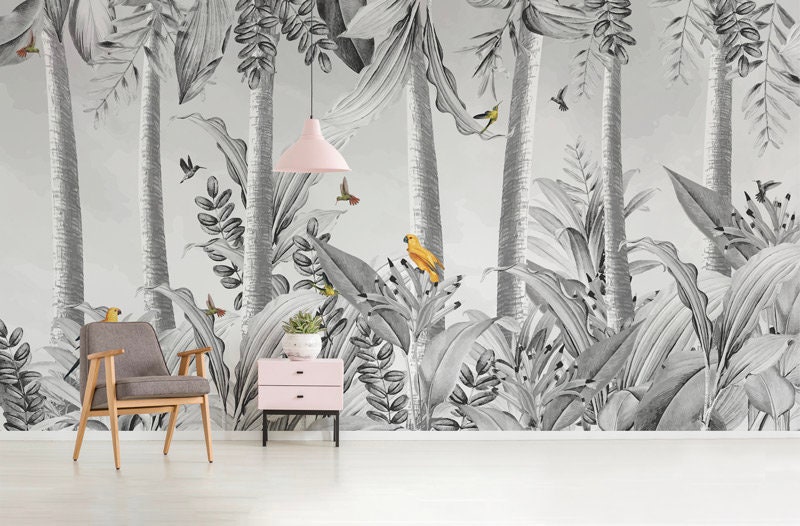 Papier Peint Toile Parrot Adhésif, Jungle et Perroquet