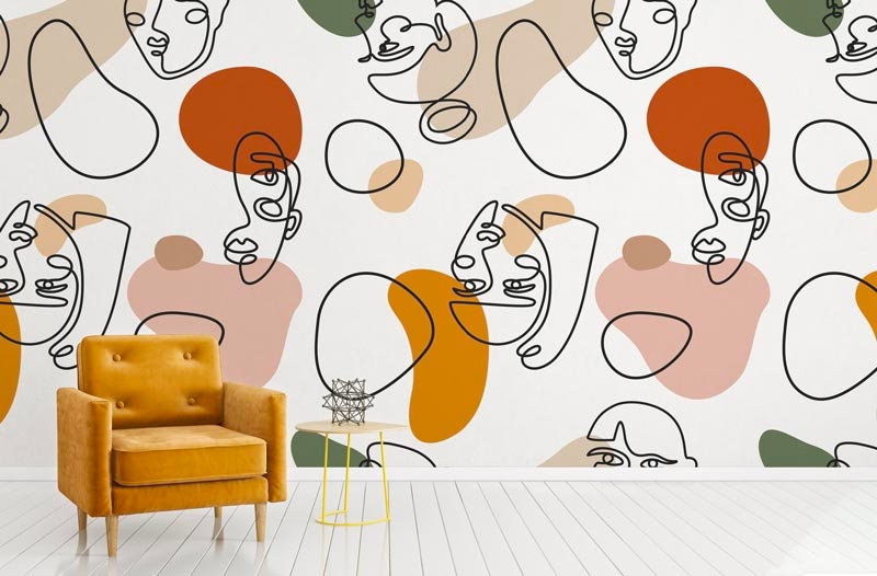 Papier Peint Colored Spot Auto-Adhésif, Papier Textile, Contemporain Facile à Poser, Mural