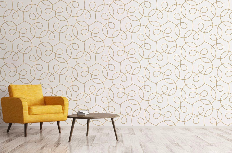 Papier Peint Infini Auto-Adhésif, Papier Textile, Géometrique Facile à Poser, Mural