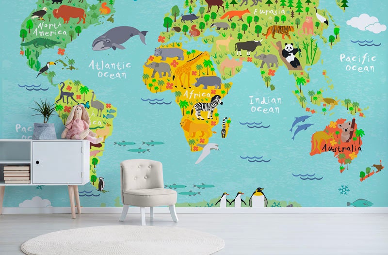 Papier Peint Kids Pop Auto-Adhésif, Papier Textile, Enfant Facile à Poser, Murale, Peel & Stick Wall