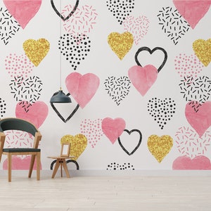 Papier peint toile glamour auto-adhésif, coeur enfant
