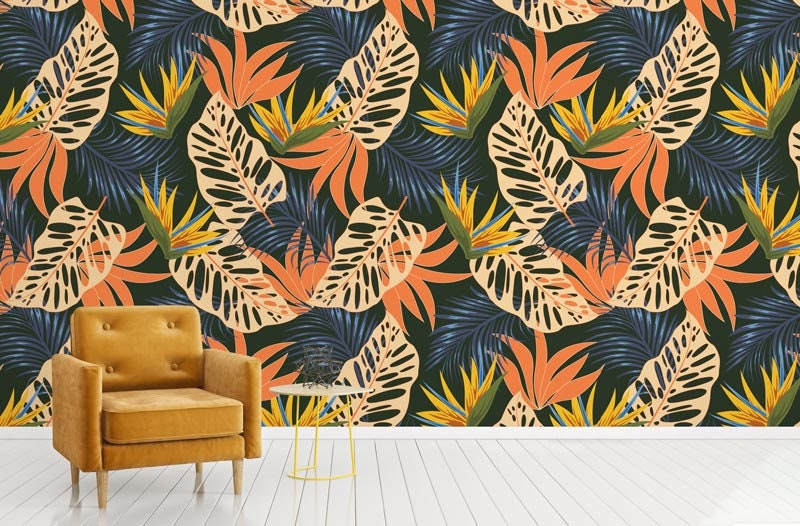 Papier Peint Automnal Auto-Adhésif, Papier Textile, Nature Facile à Poser, Mural