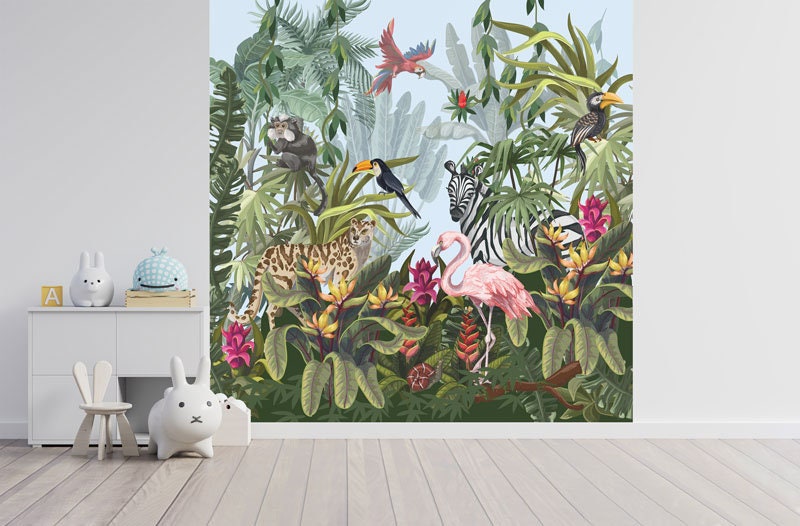 Papier Peint Intissé Jungle Auto-Adhésif, Jungle d'animaux
