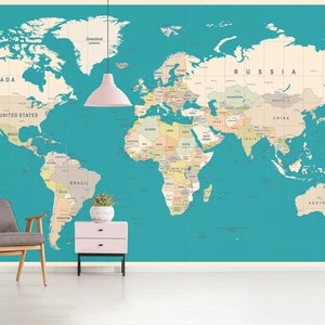 Papier peint  Earth auto-adhésif, papier peint textile, papier peint carte facile à poser, mural