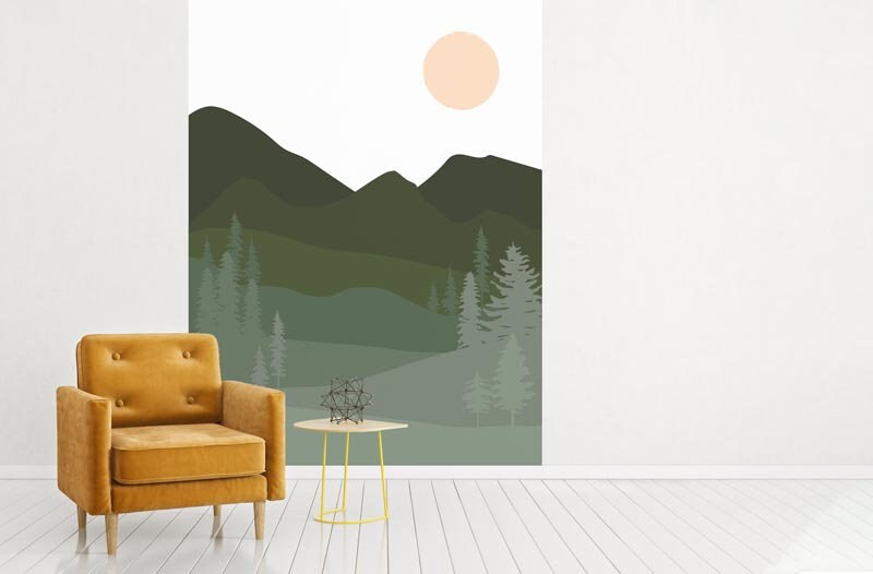 Papier Peint Intissé Panorama Adhésif, Paysage Vert