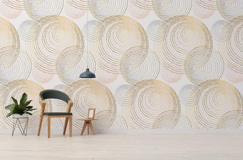 Papier Peint Intissé Éclat de Bulles Autocollant, Rond Bulle Or