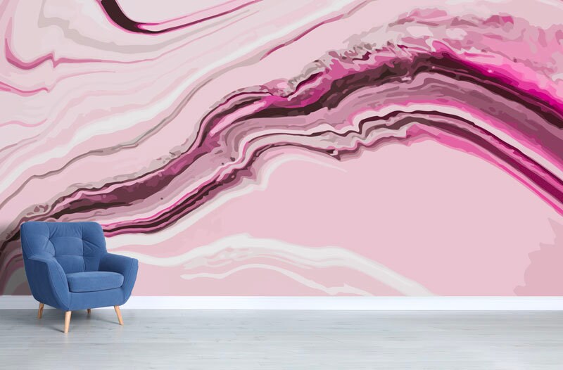 Papier Peint Granite Rose Auto-Adhésif, Papier Textile, Fluide Art Facile à Poser, Mural