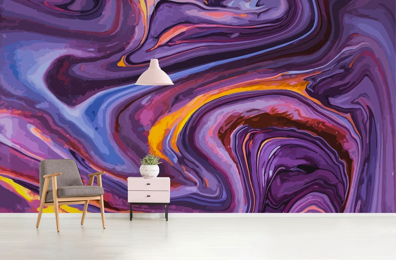 Papier Peint Grotte Auto-Adhésif, Papier Textile, Fluide Art Facile à Poser, Mural