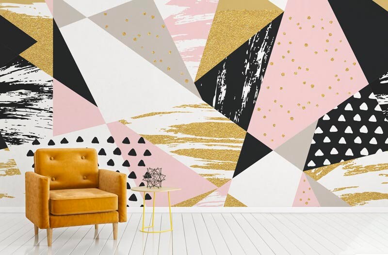 Papier Peint Féerique Auto-Adhésif, Papier Textile, Géometrique Facile à Poser, Mural