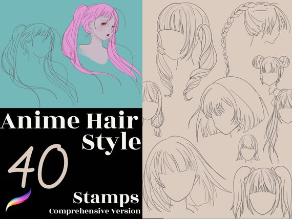 Procreate Manga Hairstyles Stamps. Anime Girl Hairstyle Stamp -  Israel