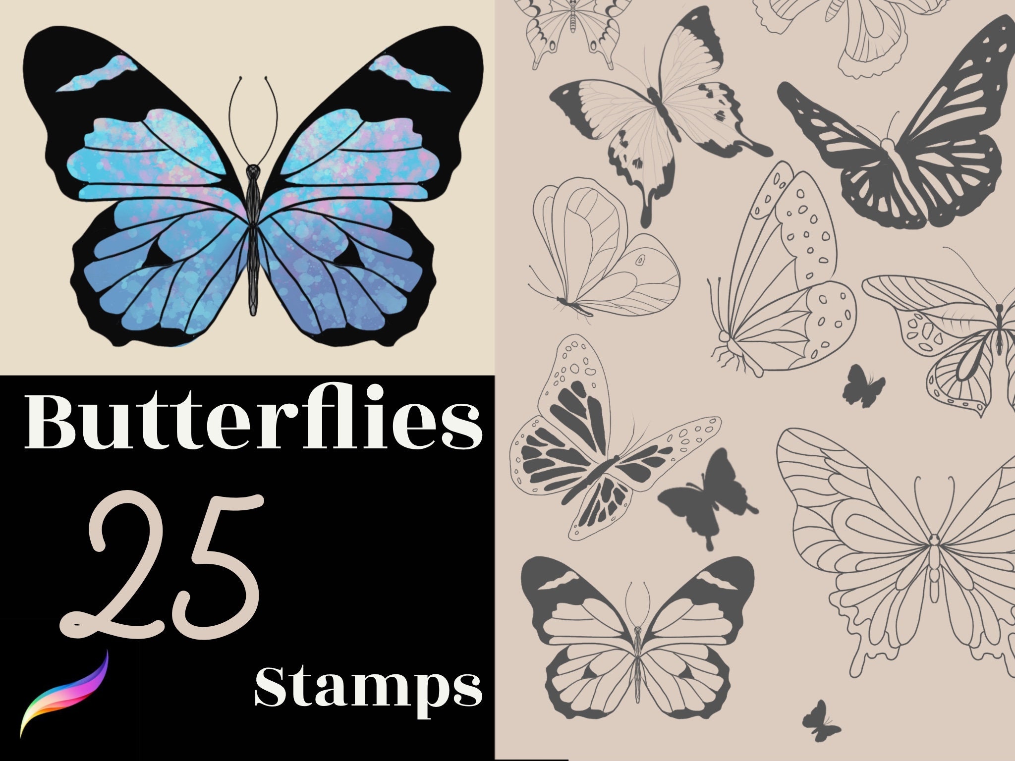 butterfly procreate stamp free