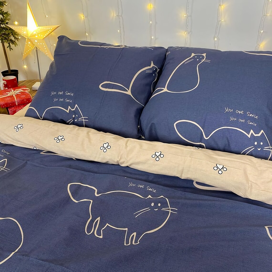 Bedding Cotton Bedding Home Decor Cat Print Bedding Set Etsy