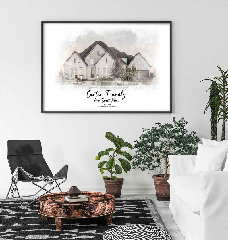 Printable Wall Art Home Portrait Digital Print Custom Poster Print Personalized House Portrait First Home Gift Housewarming Gift Print