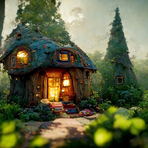 Wooded Cottage - AI Generated Art, Printable Image, Digital Art Prints, Realistic Digital Downloads, Interior Design