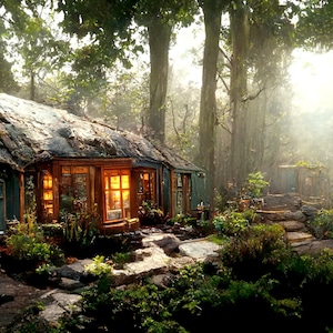 Nell&#39;s Cottage - AI Generated Art, Printable Image, Digital Art Prints, Realistic Digital Downloads
