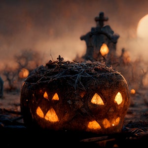 Haunted Cemetery - AI Generated Art, Halloween, Printable Image, Digital Art Prints, Realistic Digital Downloads