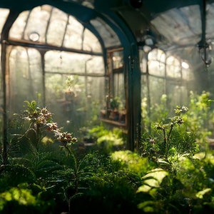 IMPRESSÕES DE ESTUFA, Arte de Estufa com IA, Imagem de Estufa de Jardim, Impressão de Arte de Estufa, Imagem para Impressão em JPG, Estufa, Impressões de Arte da Natureza com IA