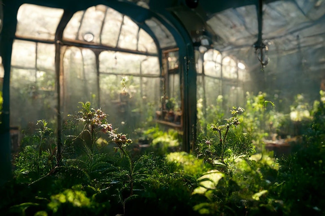 GREENHOUSE PRINTS, AI Greenhouse Art, Garden Greenhouse Image