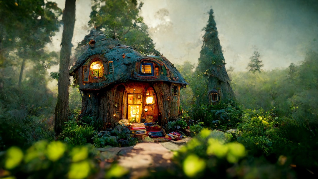 Wooded Cottage AI Generated Art Printable Image Digital - Etsy