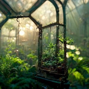 Estufa 1 - Arte criada por IA, imprimível, imagem, impressões de arte digital, downloads digitais realistas, presente de jardim, uso pessoal e comercial