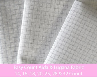 Easy Grid Aida and Lugana Cross Stitch Fabric in White