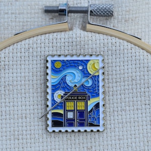 Starry Night Tardis Needle Minder